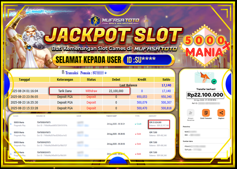 MUFASATOTO JACKPOT PRAGMATIC PLAYRp.22.100.000|LUNAS